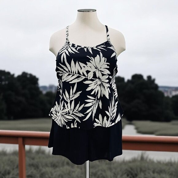 Plus Size One Piece Swimsuit Tropical Print 20W Resort Pool Beach Summer - Picture 1 of 10